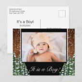 ブラックスノーウッド&フォレスト男の赤ちゃん誕生写真 案内ポストカード (正面/裏面)