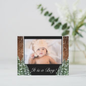 ブラックスノーウッド&フォレスト男の赤ちゃん誕生写真 案内ポストカード (スタンド正面)