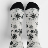 ブラックスノーフレークのクリスマスクルーソックス ソックス (上部)