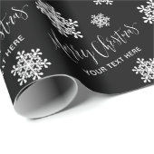 ブラックスノーフレークスメリークリスマススクリプトカスタム ラッピングペーパー (ロールコーナー)