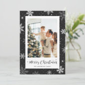ブラックスノーフレーク写真クリスマスカード シーズンカード (スタンド正面)