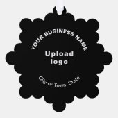 ブラックスノーフレーク形状のビジネスブランド紙 オーナメントカード (裏面)