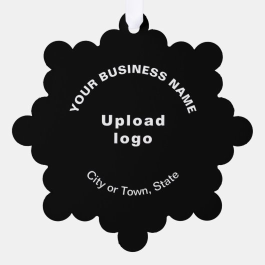 ブラックスノーフレーク形状のビジネスブランド紙 オーナメントカード (裏面)