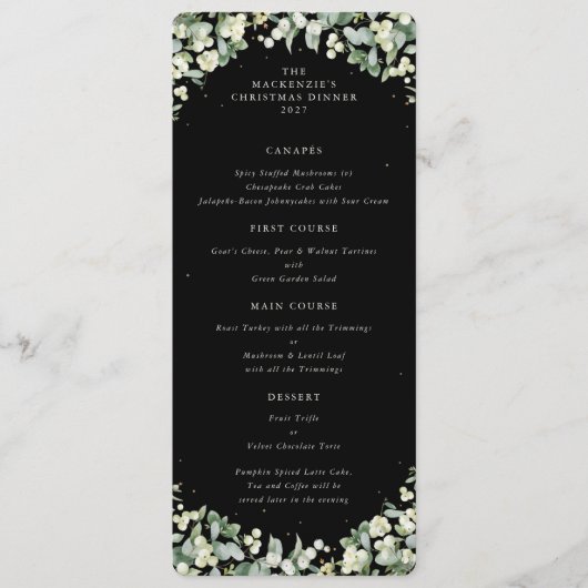 ブラックスノーベリークリスマスディナーフラット4コース メニュー (正面)