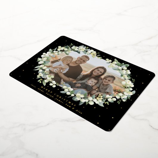 ブラックスノーベリー+ユーカリのクリスマスフォト 箔シーズンカード (回転した状態)