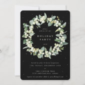ブラックスノーベリー+ユーカリのリース ホリデーパーティー 招待状 (正面)