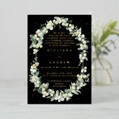 ブラックスノーベリー+ユーカリウェディングレセプションのみ 箔招待状 (立ち正面)