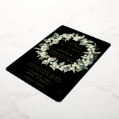 ブラックスノーベリー+ユーカリリースウィンターウェディング 箔招待状 (回転した状態)