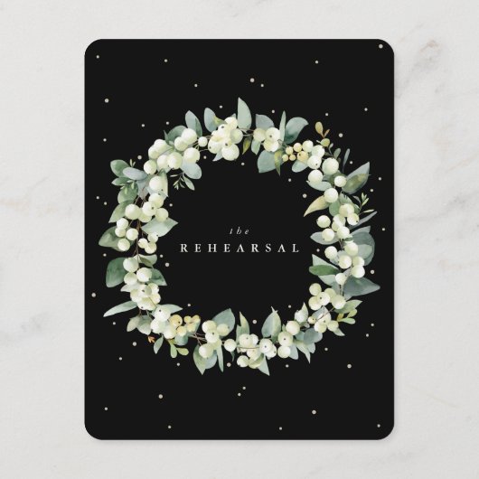 ブラックスノーベリー+ユーカリ結婚のリハーサル エンクロージャーカード (裏面)