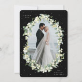ブラックスノーベリー+ユーカリ結婚スのフラットフォト サンキューカード (正面)
