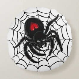 ブラックスパイダーインくもの巣ラウンド装飾用クッション ラウンドクッション