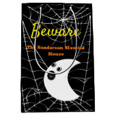 ブラックスパイダーウェブと可愛いモダン幽霊 ミディアムペーパーバッグ (正面)