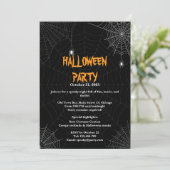 ブラックスパイダーウェブタイポグラフィハローウィンパーティ 招待状 (スタンド正面)
