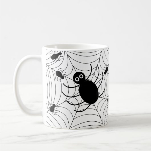 ブラックスパイダーウェブハロウィーンデコール コーヒーマグカップ (左)