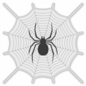 ブラックスパイダーオングレーくもの巣ハロウィーンデコール シール (正面)