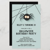 ブラックスパイダーキッズハロウィーン誕生日招待状 (正面/裏面)