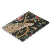 ブラックスパイラルエレガントノート上の孔雀 ノートブック (左側)