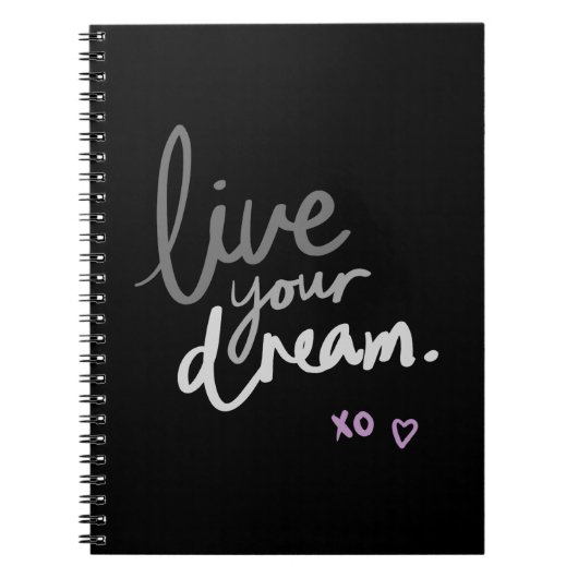ブラックスパイラルノートブック – "LiveYourDream" ジャーナル (正面)