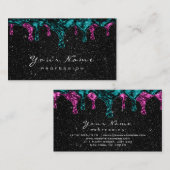 ブラックスパークリーグリッターワックス脱毛ピンクティール（緑がかった色） 名刺 (正面/裏面)