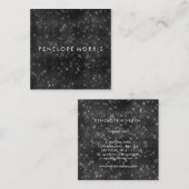 ブラックスパークルグリッター美しいスタイリスト スクエア名刺 (正面/裏面)