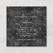 ブラックスパークルグリッター美しいスタイリスト スクエア名刺 (裏面)