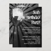 ブラックスパークルディスコボール50thバースデーパーティー 招待状 (正面/裏面)
