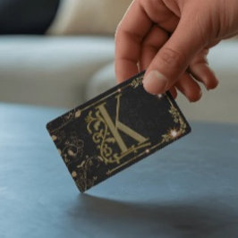 ブラックスパークル金ゴールド文字モノグラム 名刺