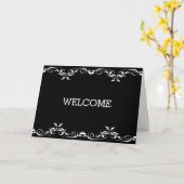 ブラックスパーソナライズされたワールボーダーへようこそ カード (黄色い花)