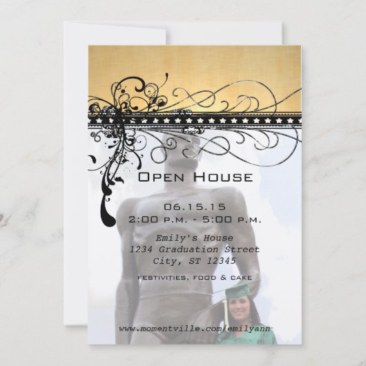 ブラックスファンキーワエレガントールズ卒業招待状 招待状 (裏面)