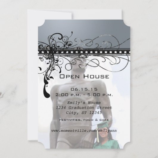 ブラックスファンキーワエレガントールズ卒業招待状 招待状 (裏面)