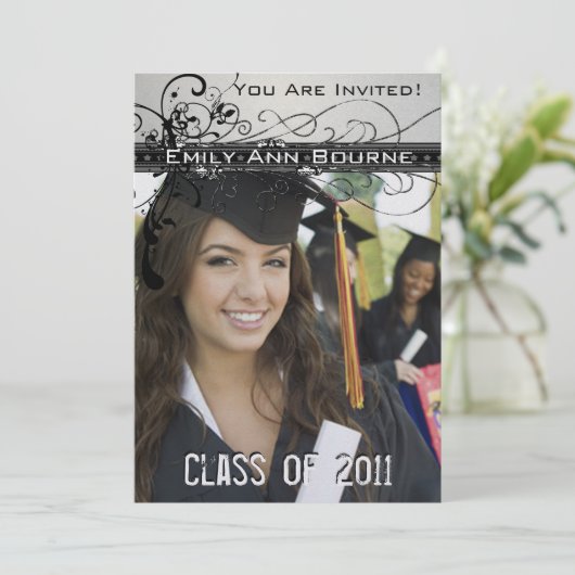 ブラックスファンキーワエレガントールズ卒業招待状 招待状 (スタンド正面)