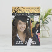 ブラックスファンキーワエレガントールズ卒業招待状 招待状 (スタンド正面)