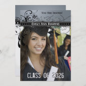 ブラックスファンキーワエレガントールズ卒業招待状 招待状 (正面/裏面)