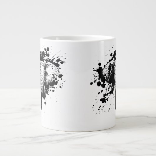 ブラックスプラッシュのブルエレファントが背景を選ぶ ジャンボコーヒーマグカップ (正面)