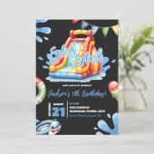 ブラックスプラッシュサマープールパーティー誕生日 招待状 (スタンド正面)