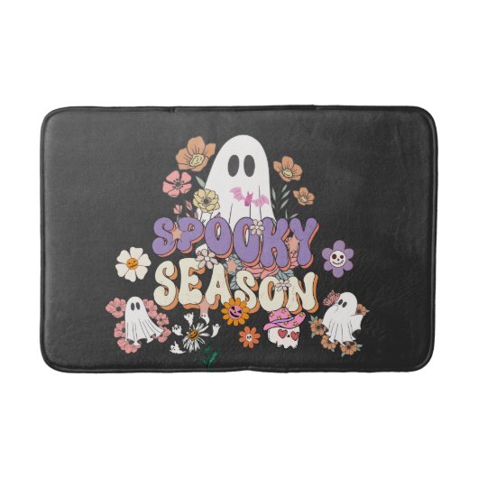 ブラックスプーク柄かわいい幽霊ハロウィンバスマット バスマット (正面)
