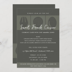 ブラックスプーンフォーク料理クラス招待状テンプレート 招待状