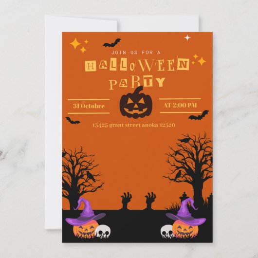 ブラックスポオクタキュラーハロウィーン誕生日 招待状 (正面)