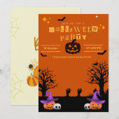 ブラックスポオクタキュラーハロウィーン誕生日 招待状 (正面/裏面)