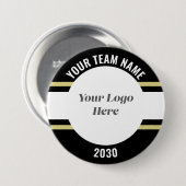 ブラックスポーツと金ゴールドスポーツチームのロパーソナライズされたゴ名 缶バッジ (正面&裏面)