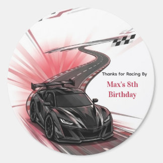 ブラックスポーツカーレース キッズの誕生日パーティー ラウンドシール