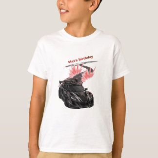 ブラックスポーツカーレース 子供の誕生日パーティー Tシャツ