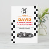 ブラックスポーツカー | Toys Cars 5th Boy誕生日 招待状 (スタンド正面)