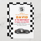 ブラックスポーツカー | Toys Cars 5th Boy誕生日 招待状 (正面/裏面)