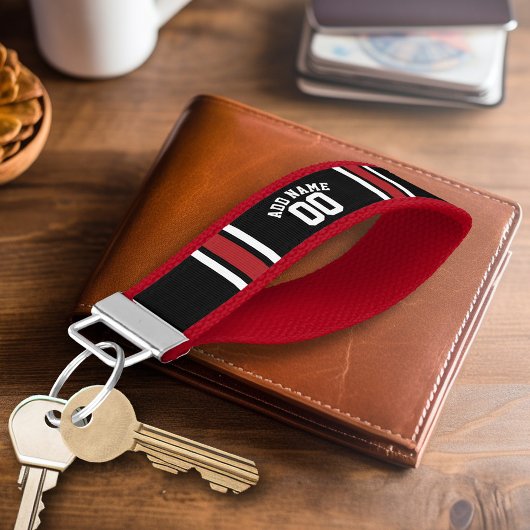 ブラックスポーツジャージー名前をカスタムする番号 リストバンドキーホルダー