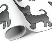 ブラックスムースコートチワワかわいい犬のパターン ラッピングペーパー (ロールコーナー)