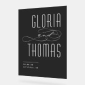 ブラックスモキモダンーミニマル結婚リスト歓迎 アクリルサイン (傾斜)