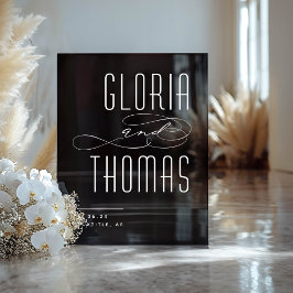 ブラックスモキモダンーミニマル結婚リスト歓迎 アクリルサイン