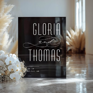 ブラックスモキモダンーミニマル結婚リスト歓迎 アクリルサイン