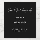 ブラックスモダンクリッ結婚ト ワインラベル (シングルラベル)